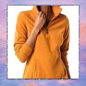 🍑🆕🍑 Amazon Essential’s Women’s Rust Orange Quarter Zip Fleece Pullover